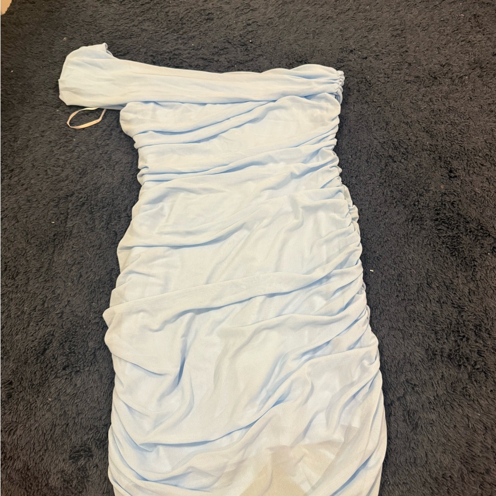 Hello Molly Light Blue One Shoulder Dress